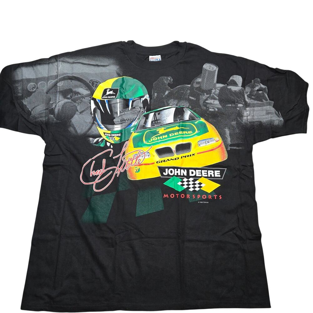 Vintage 1996 Chad Little John Deere Motorsports NASCAR black t-shirt - NEW 2XL